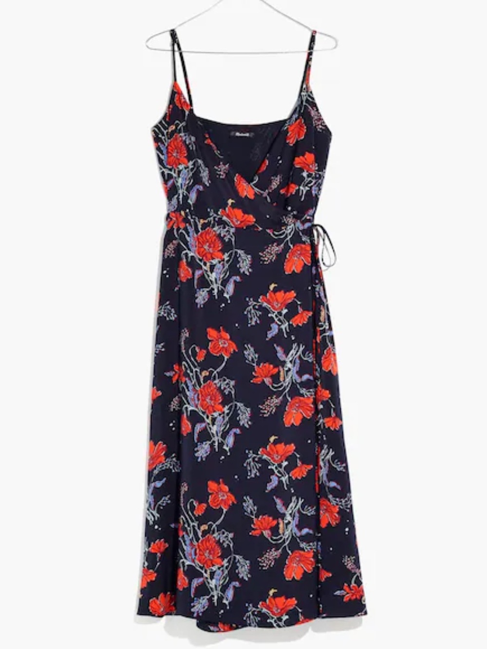 Madewell Cami Wrap Dress in Windblown Poppies - Size L - EUC